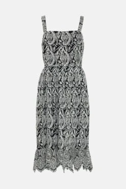 Coast Broderie Square Neck Midi Dress 9 Coast Broderie Square Neck Midi Dress -Simply Feminine Shop bcc02757 mono xl 3
