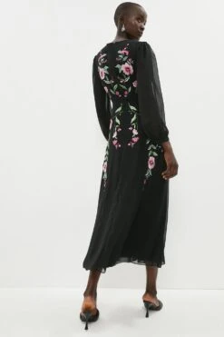 Coast Trailing Poppy Embroidered Midi Dress 8 Coast Trailing Poppy Embroidered Midi Dress -Simply Feminine Shop bcc02773 black xl 2