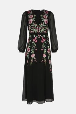 Coast Trailing Poppy Embroidered Midi Dress 9 Coast Trailing Poppy Embroidered Midi Dress -Simply Feminine Shop bcc02773 black xl 3