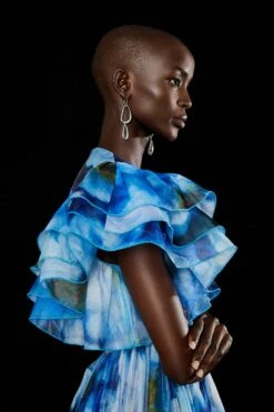 Coast Mega Ruffle Plunge Full Skirted Dress