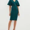 Coast Wrap Top Ponte Flare Sleeve Pencil Dress -Simply Feminine Shop bcc02793 green xl