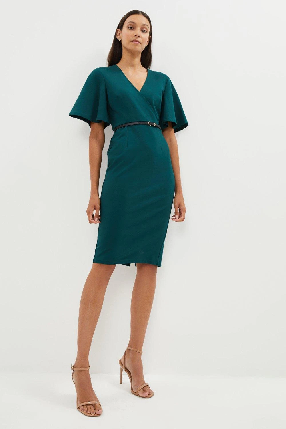 Coast Wrap Top Ponte Flare Sleeve Pencil Dress 3 Coast Wrap Top Ponte Flare Sleeve Pencil Dress