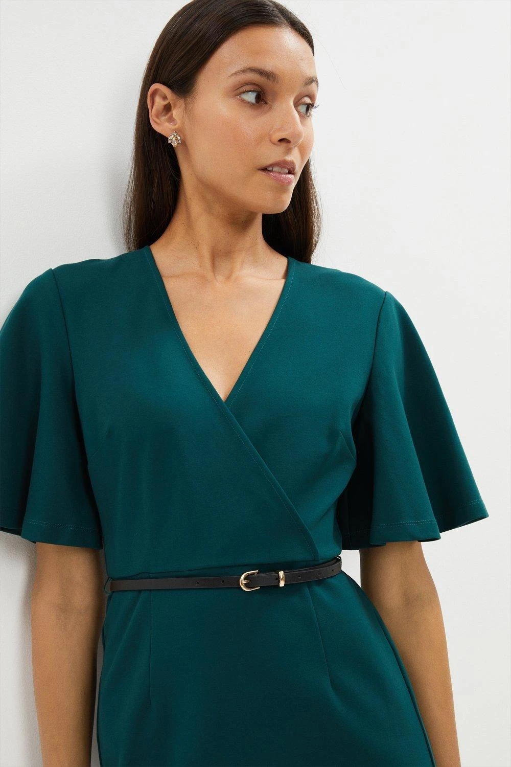 Coast Wrap Top Ponte Flare Sleeve Pencil Dress 4 Coast Wrap Top Ponte Flare Sleeve Pencil Dress - Image 2