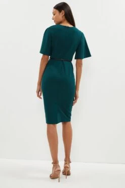 Coast Wrap Top Ponte Flare Sleeve Pencil Dress 8 Coast Wrap Top Ponte Flare Sleeve Pencil Dress -Simply Feminine Shop bcc02793 green xl 2