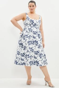 Coast Plus Size Premium Jacquard Corset Midi Dress
