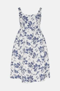 Coast Plus Size Premium Jacquard Corset Midi Dress 9 Coast Plus Size Premium Jacquard Corset Midi Dress -Simply Feminine Shop bcc02809 blue xl 3