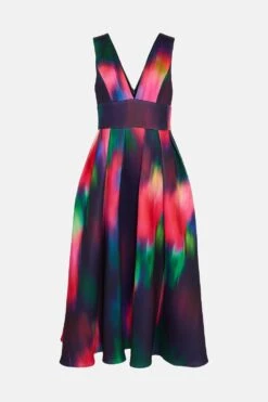 Coast Plunge Neck Full Skirted Scuba Dress -Simply Feminine Shop bcc02824 navy xl 3