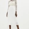 Coast Contrast Embroidered Long Sleeve Midi Dress 1 Coast Contrast Embroidered Long Sleeve Midi Dress -Simply Feminine Shop bcc02837 ivory xl