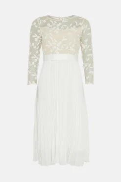Coast Contrast Embroidered Long Sleeve Midi Dress -Simply Feminine Shop bcc02837 ivory xl 3