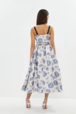 Coast Petite Jacquard Midi Dress With Tipped Detail -Simply Feminine Shop bcc02883 blue xl 2
