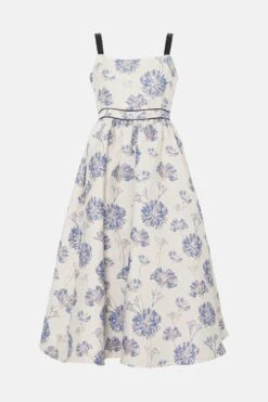 Coast Petite Jacquard Midi Dress With Tipped Detail -Simply Feminine Shop bcc02883 blue xl 3
