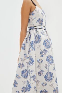 Coast Petite Jacquard Midi Dress With Tipped Detail -Simply Feminine Shop bcc02883 blue xl 5