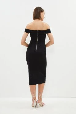 Coast Cross Front Bardot Pencil Dress -Simply Feminine Shop bcc02894 black xl 2