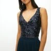 Coast Petite Sequin V Neck Bustier Top -Simply Feminine Shop bcc02944 navy xl