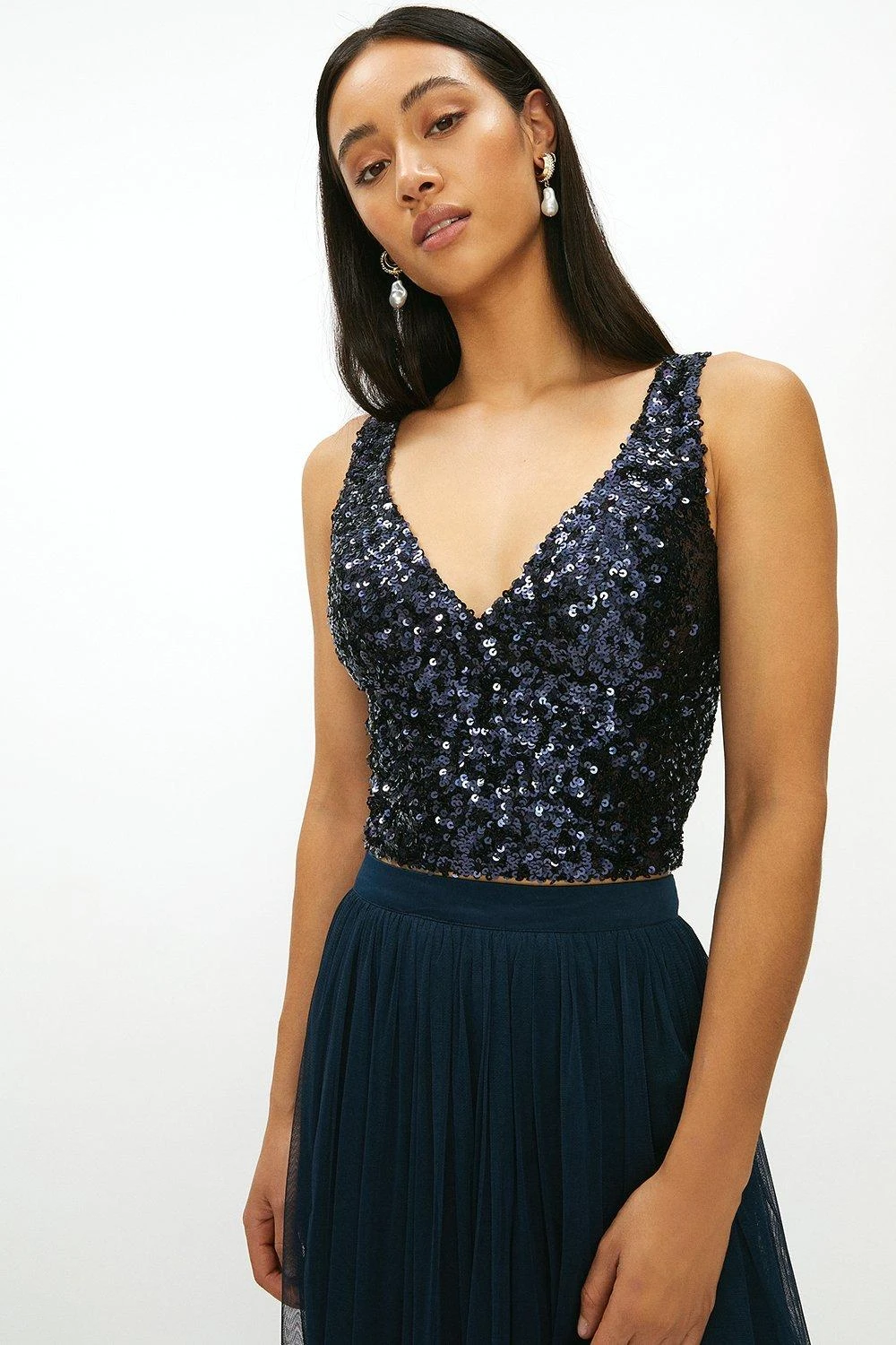 Coast Petite Sequin V Neck Bustier Top 3 Coast Petite Sequin V Neck Bustier Top