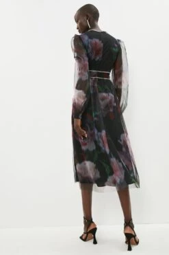 Coast Diamante Detail Printed Mesh Dress 8 Coast Diamante Detail Printed Mesh Dress -Simply Feminine Shop bcc02945 black xl 2