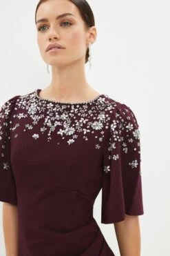 Coast Petite Jewel Jersey Flare Sleeve Dress