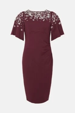 Coast Petite Jewel Jersey Flare Sleeve Dress -Simply Feminine Shop bcc02957 merlot xl 3