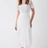 Coast Corded Lace Top Pleated Full Skirt Midi Dress -Simply Feminine Shop bcc03042 ivory xl