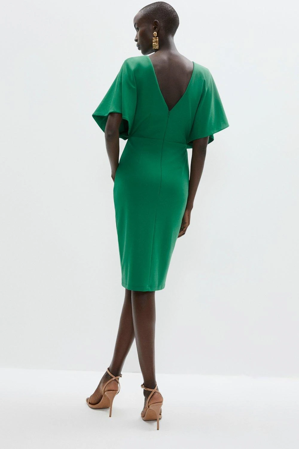 Coast V Neck Crepe Cape Pencil Dress 5 Coast V Neck Crepe Cape Pencil Dress - Image 3