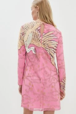 Coast Dress With Bird Embellishment -Simply Feminine Shop bcc03095 pink xl 2