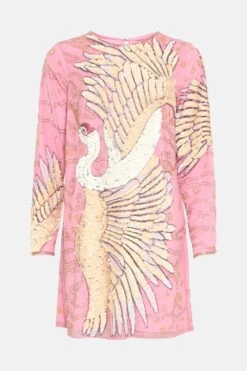 Coast Dress With Bird Embellishment -Simply Feminine Shop bcc03095 pink xl 3
