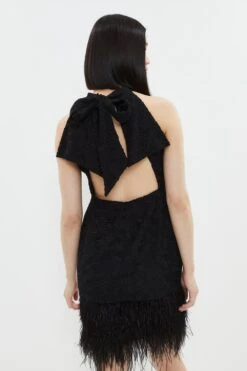 Coast Premium Lace Feather Hem Halter Neck Mini Dress -Simply Feminine Shop bcc03188 black xl 2