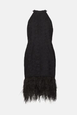 Coast Premium Lace Feather Hem Halter Neck Mini Dress -Simply Feminine Shop bcc03188 black xl 3