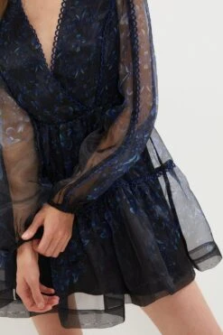 Coast Mini Dress In Printed Organza With Trim 6 Coast Mini Dress In Printed Organza With Trim -Simply Feminine Shop bcc03195 black xl 1