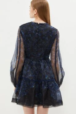 Coast Mini Dress In Printed Organza With Trim 7 Coast Mini Dress In Printed Organza With Trim -Simply Feminine Shop bcc03195 black xl 2