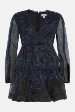 Coast Mini Dress In Printed Organza With Trim 8 Coast Mini Dress In Printed Organza With Trim -Simply Feminine Shop bcc03195 black xl 3