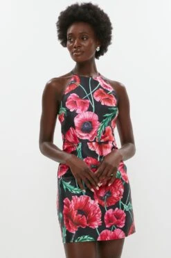 Coast Lace Back Twill Mini Dress