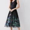 Coast V Neck Tipped Organza Midi Dress -Simply Feminine Shop bcc03212 black xl
