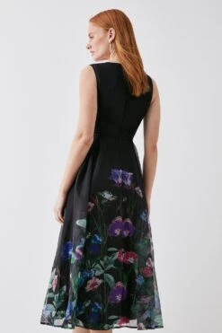 Coast V Neck Tipped Organza Midi Dress -Simply Feminine Shop bcc03212 black xl 2