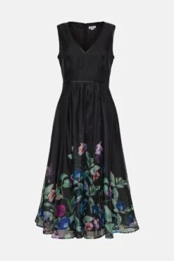 Coast V Neck Tipped Organza Midi Dress -Simply Feminine Shop bcc03212 black xl 3