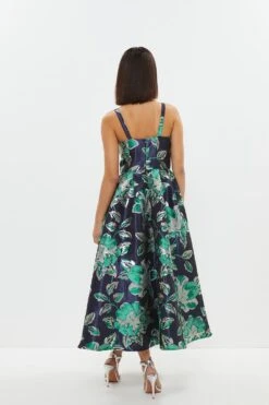 Coast Petite Jacquard Midi Dress With Satin Top 9 Coast Petite Jacquard Midi Dress With Satin Top -Simply Feminine Shop bcc03286 navy xl 2