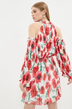 Coast Cold Shoulder Pleated Chiffon Mini Dress -Simply Feminine Shop bcc03319 multi xl 2