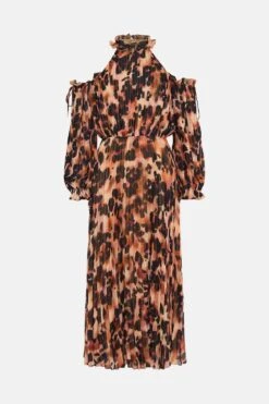 Coast Cold Shoulder Pleated Chiffon Midaxi Dress -Simply Feminine Shop bcc03320 black xl 3