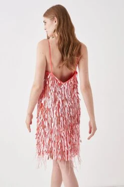 Coast Premium Sequin And Fringe Mini Dress -Simply Feminine Shop bcc03356 coral xl 2