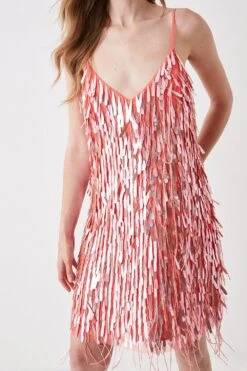 Coast Premium Sequin And Fringe Mini Dress -Simply Feminine Shop bcc03356 coral xl 3