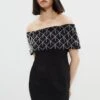 Coast Embelished Bardot Sculpting Jersey Mini Dress 1 Coast Embelished Bardot Sculpting Jersey Mini Dress -Simply Feminine Shop bcc03377 black xl