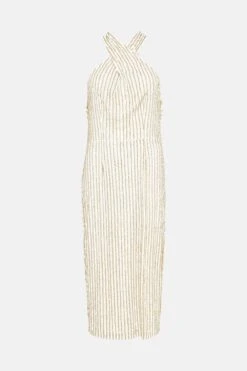Coast Premium Linear Sequin Cross Neck Midi Dress -Simply Feminine Shop bcc03378 white xl 3