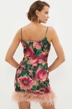 Coast Diamante Trim Mini Dress With Feather Hem -Simply Feminine Shop bcc03386 black xl 2