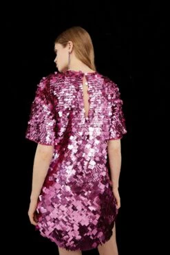 Coast Premium Square Sequin T Shirt Dress -Simply Feminine Shop bcc03398 pink xl 2