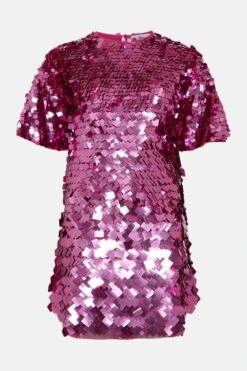 Coast Premium Square Sequin T Shirt Dress -Simply Feminine Shop bcc03398 pink xl 3