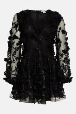 Coast Mini Dress In 3D Floral Applique -Simply Feminine Shop bcc03403 black xl 3