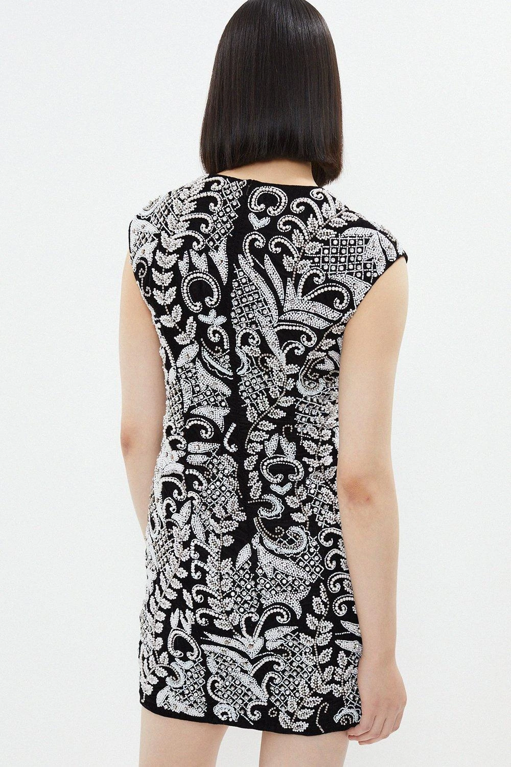 Coast V Neck Hand Embellished Mini Dress 5 Coast V Neck Hand Embellished Mini Dress - Image 3