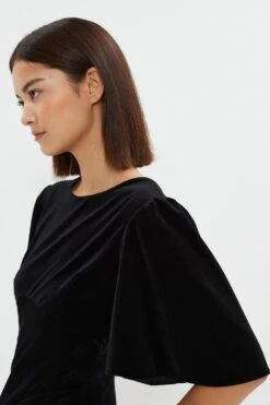 Coast Petite Velvet Flare Sleeve Sculpting Dress -Simply Feminine Shop bcc03427 black xl 1