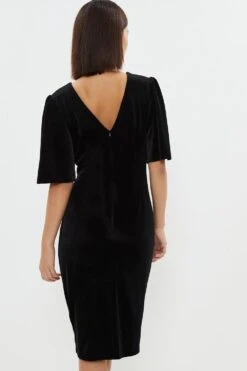 Coast Petite Velvet Flare Sleeve Sculpting Dress -Simply Feminine Shop bcc03427 black xl 2