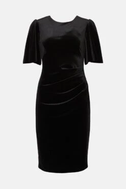 Coast Petite Velvet Flare Sleeve Sculpting Dress -Simply Feminine Shop bcc03427 black xl 3